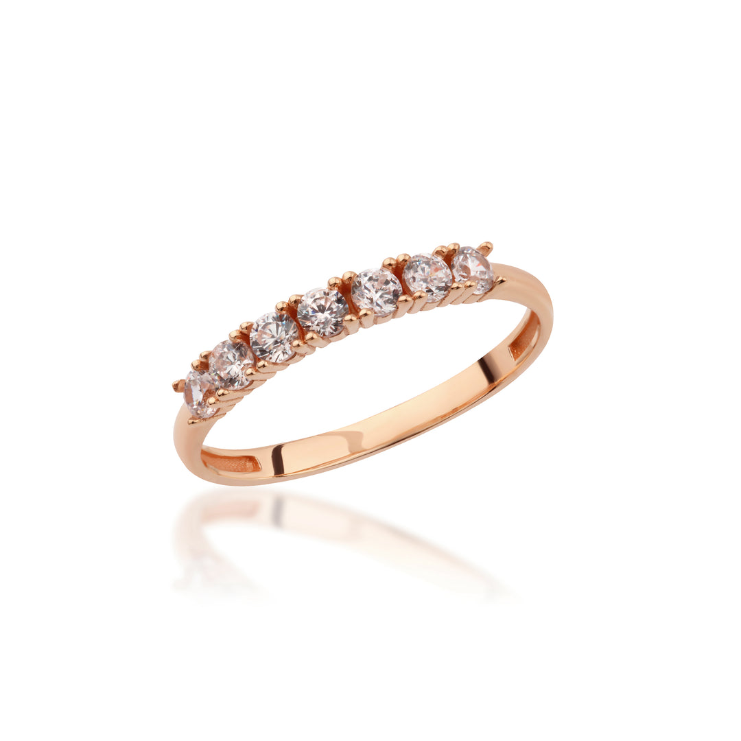 14K Solid Gold Seven Stone Ring Y379