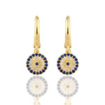 Load image into Gallery viewer, 14K Solid Gold Evil Eye Earrings E24