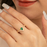 Load image into Gallery viewer, 14K Solid Gold V Ring Y234