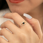 Load image into Gallery viewer, 14K Solid Gold Evil Eye Ring Y242