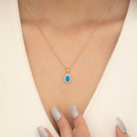 Load image into Gallery viewer, 14K Solid Gold Blue Opal Necklace K117