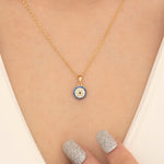 Load image into Gallery viewer, 14K Solid Gold Evil Eye Necklace K114