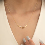 Load image into Gallery viewer, 14K Solid Gold V Necklace K122