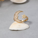 Load image into Gallery viewer, 14K Solid Gold Moon And Star Ring Y251