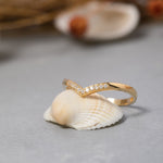 Load image into Gallery viewer, 14K Solid Gold V Ring Y241