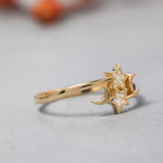 Load image into Gallery viewer, 14K Solid Gold Moon And Star Ring Y237