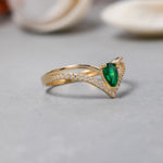 Load image into Gallery viewer, 14K Solid Gold V Ring Y234