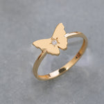 Load image into Gallery viewer, 14K Solid Gold Butterfly Ring Y247