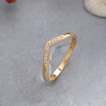 Load image into Gallery viewer, 14K Solid Gold V Ring Y241