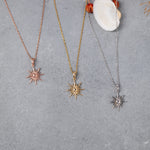 Load image into Gallery viewer, 14K Solid Gold Sun Necklace K115
