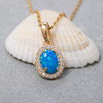 Load image into Gallery viewer, 14K Solid Gold Blue Opal Necklace K117