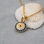 Load image into Gallery viewer, 14K Solid Gold Evil Eye Necklace K114