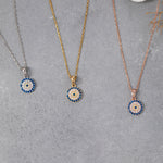 Load image into Gallery viewer, 14K Solid Gold Evil Eye Necklace K114