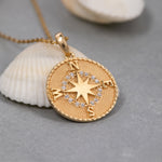 Load image into Gallery viewer, 14K Solid Gold Compass Necklace K118