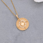Load image into Gallery viewer, 14K Solid Gold Compass Necklace K118