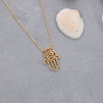 Load image into Gallery viewer, 14K Solid Gold Hamsa Necklace K121