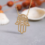 Load image into Gallery viewer, 14K Solid Gold Hamsa Necklace K121