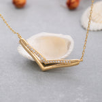 Load image into Gallery viewer, 14K Solid Gold V Necklace K122