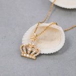 Load image into Gallery viewer, 14K Solid Gold Crown Necklace K126