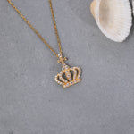 Load image into Gallery viewer, 14K Solid Gold Crown Necklace K126