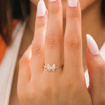 Load image into Gallery viewer, 14K Solid Gold Butterfly Ring Y216