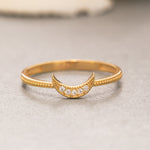 Load image into Gallery viewer, 14K Solid Gold Thin Moon Ring Y214