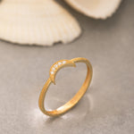 Load image into Gallery viewer, 14K Solid Gold Thin Moon Ring Y214