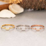 Load image into Gallery viewer, 14K Solid Gold Thin Moon Ring Y214