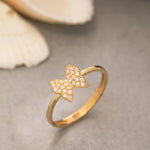 Load image into Gallery viewer, 14K Solid Gold Butterfly Ring Y216