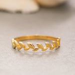 Load image into Gallery viewer, 14K Solid Gold Thin Leaf Ring Y223