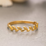 Load image into Gallery viewer, 14K Solid Gold Thin Leaf Ring Y223
