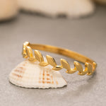 Load image into Gallery viewer, 14K Solid Gold Thin Leaf Ring Y223