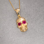 Load image into Gallery viewer, 14K Solid Gold Skull Necklace K111