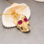 Load image into Gallery viewer, 14K Solid Gold Skull Necklace K111