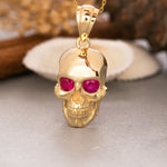 Load image into Gallery viewer, 14K Solid Gold Skull Necklace K111