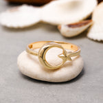 Load image into Gallery viewer, 14K Solid Gold Moon and Star Ring Y178