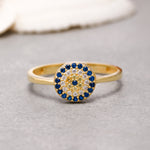 Load image into Gallery viewer, 14K Solid Gold Evil Eye Ring Y179