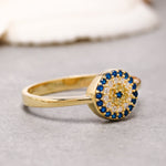 Load image into Gallery viewer, 14K Solid Gold Evil Eye Ring Y179