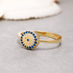Load image into Gallery viewer, 14K Solid Gold Evil Eye Ring Y179