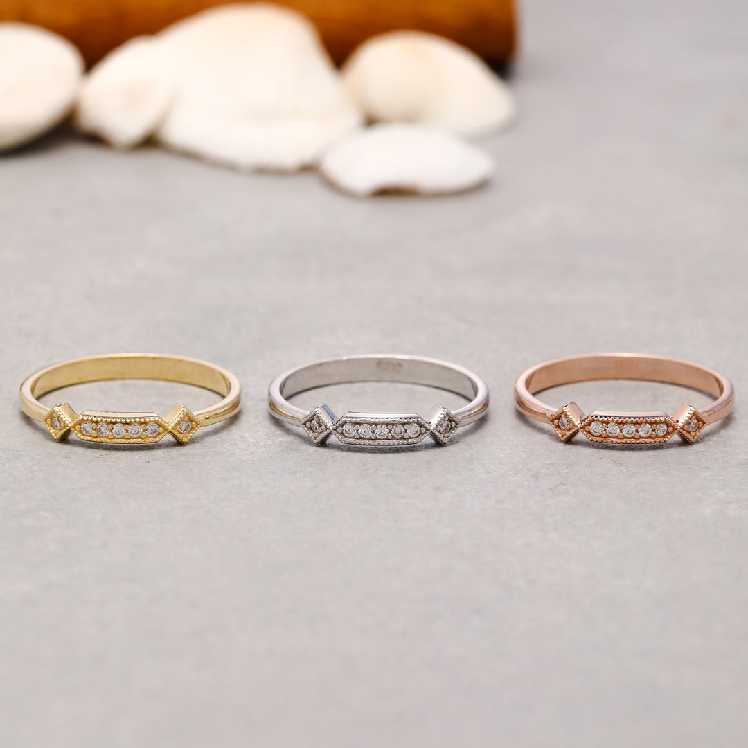 14K Solid Gold Vintage Style Ring Y185