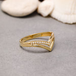 Load image into Gallery viewer, 14K Solid Gold V Ring Y180
