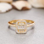 Load image into Gallery viewer, 14K Solid Gold Baguette Ring Y196