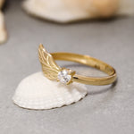 Load image into Gallery viewer, 14K Solid Gold Angel Wing Ring Y192