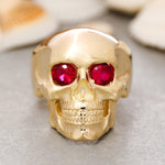 Load image into Gallery viewer, 14K Solid Gold Skull Ring Y203