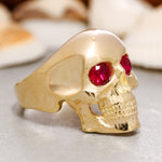 Load image into Gallery viewer, 14K Solid Gold Skull Ring Y203