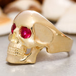 Load image into Gallery viewer, 14K Solid Gold Skull Ring Y203