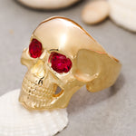 Load image into Gallery viewer, 14K Solid Gold Skull Ring Y203