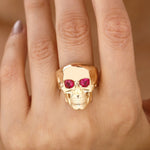 Load image into Gallery viewer, 14K Solid Gold Skull Ring Y203