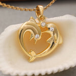 Load image into Gallery viewer, 14K Solid Gold Dolphin Fish Necklace K106