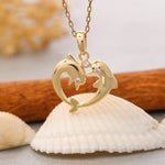 Load image into Gallery viewer, 14K Solid Gold Dolphin Fish Necklace K106